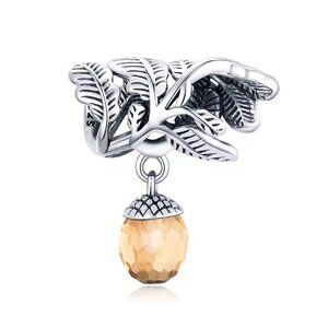 Leaves & Faceted Acorn Charm